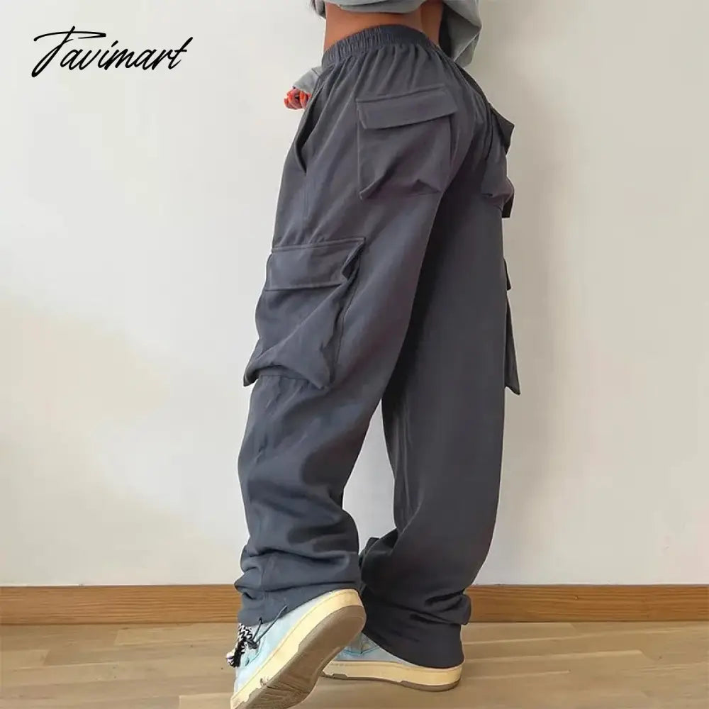 Solid Y2K Cargo Joggers Pink Pants Pocket Tracksuits Trousers Women Winter Clothes Casual Sweat Sexy Baggy Parachute Pants