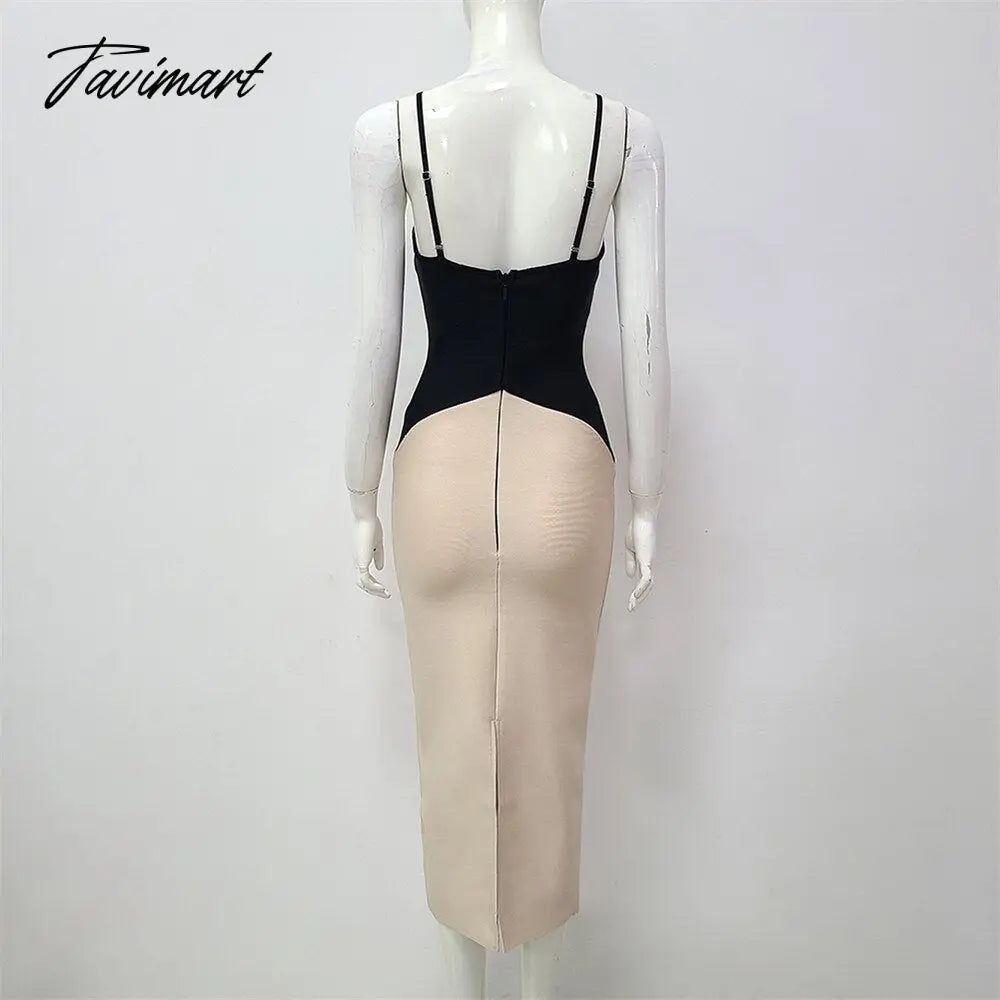 Spaghetti Strap Bandages Dress New Women Sexy Lace Patchwork Clothing Club Party Celebrity Elegant Dresses