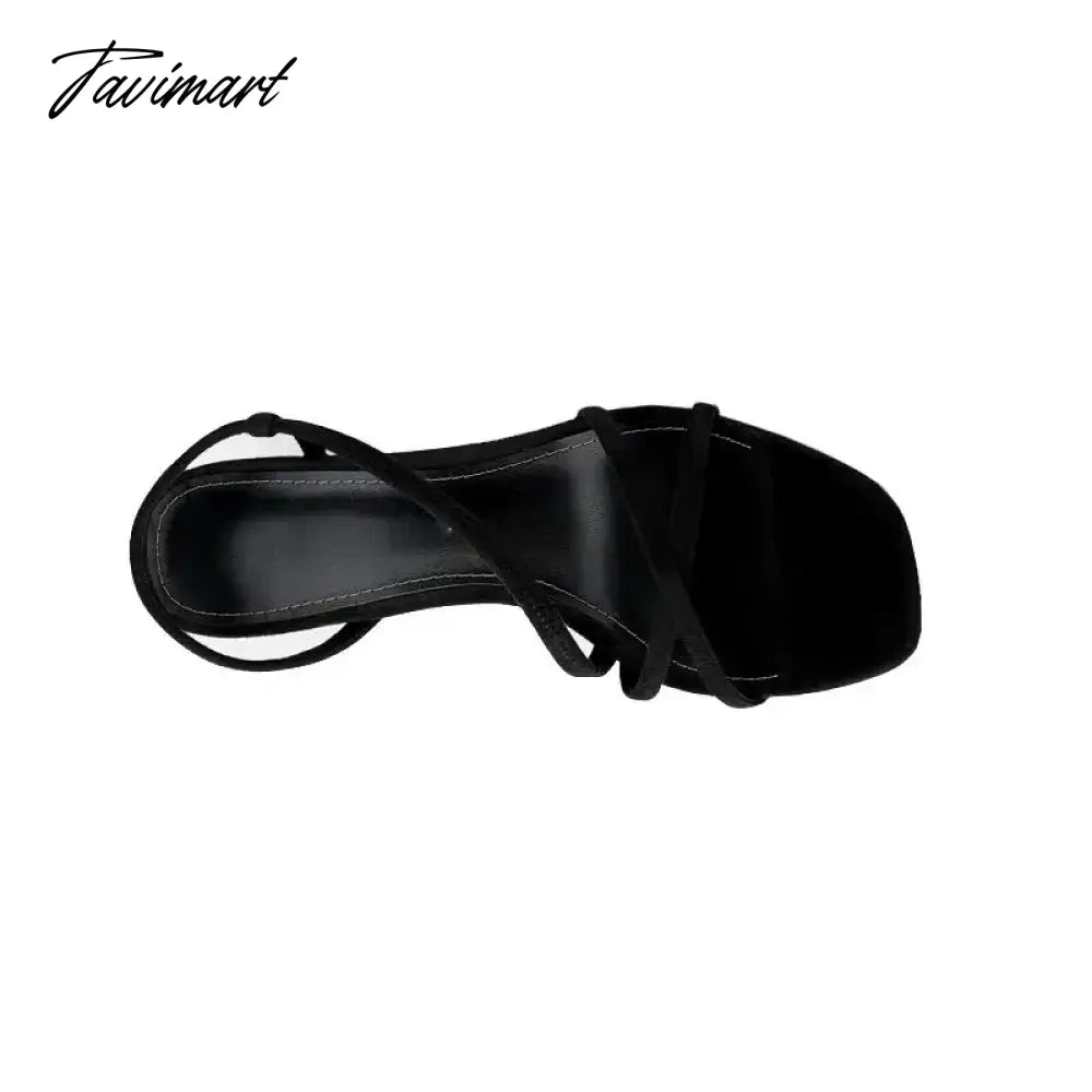 Spanish New Women's Shoes Elastic Cloth Slim Heel Women's Shoes Cross Strap Sexy Slim Strap Middle Heel Sandals