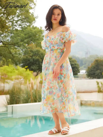 Spring Floral Chiffon Beach Slip Dress Sexy Backless Women Long Dresses Bandage Elegant Boho Maxi Dresses For Women Summer