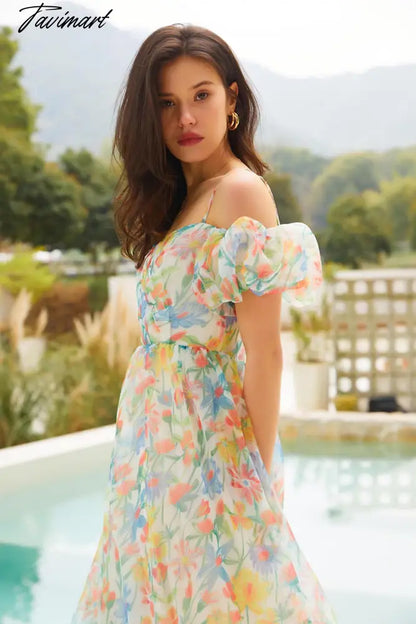 Spring Floral Chiffon Beach Slip Dress Sexy Backless Women Long Dresses Bandage Elegant Boho Maxi Dresses For Women Summer