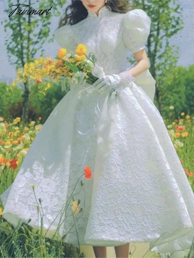 Spring French Wedding Party Dress Retro Fashion Casual Sweet Long Tail Dress vestidos mujer abiti da sera vestidos de gala