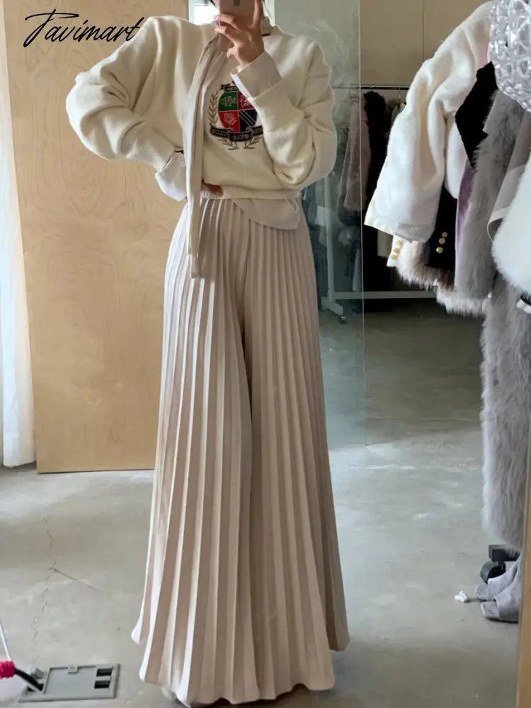 Spring New Fold Design Style Women Pants Pleated High Waist Y2k Clothes Wide Leg Casual Trousers Long Women Pantalones De Mujer