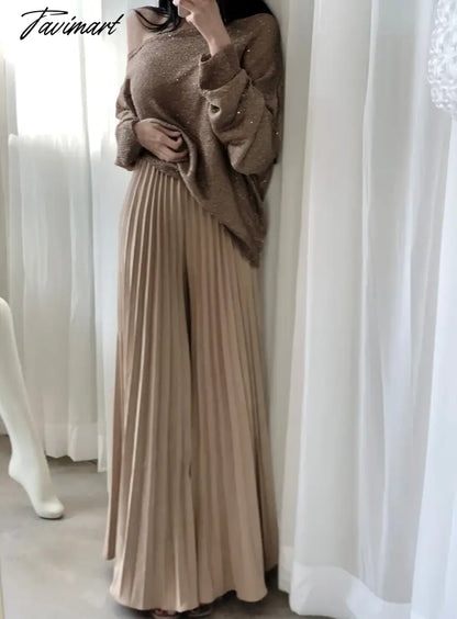 Spring New Fold Design Style Women Pants Pleated High Waist Y2k Clothes Wide Leg Casual Trousers Long Women Pantalones De Mujer