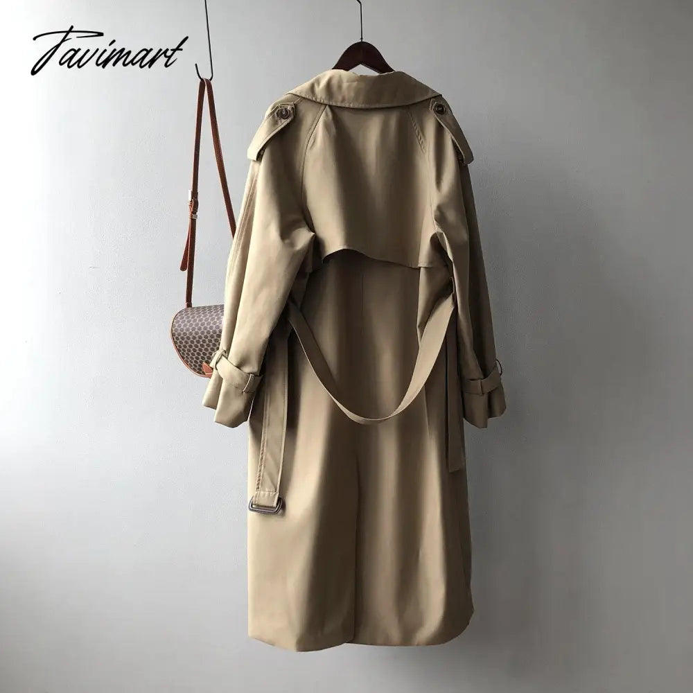 Spring Women Long Trench Coat Oversize Style Turn Down Collar Long Trench Femme Casaco Abrigo Streetwear