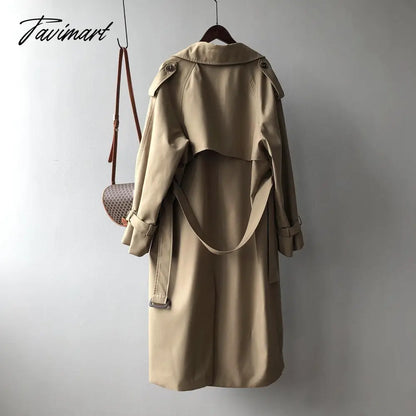 Spring Women Long Trench Coat Oversize Style Turn Down Collar Long Trench Femme Casaco Abrigo Streetwear