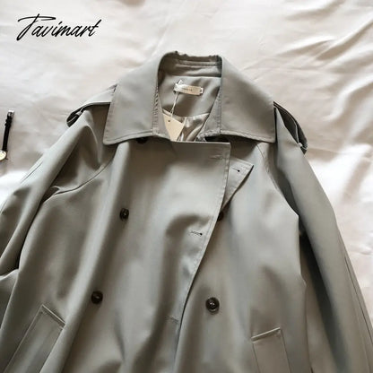 Spring Women Long Trench Coat Oversize Style Turn Down Collar Long Trench Femme Casaco Abrigo Streetwear