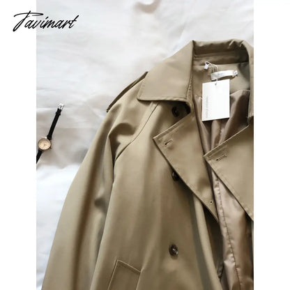 Spring Women Long Trench Coat Oversize Style Turn Down Collar Long Trench Femme Casaco Abrigo Streetwear