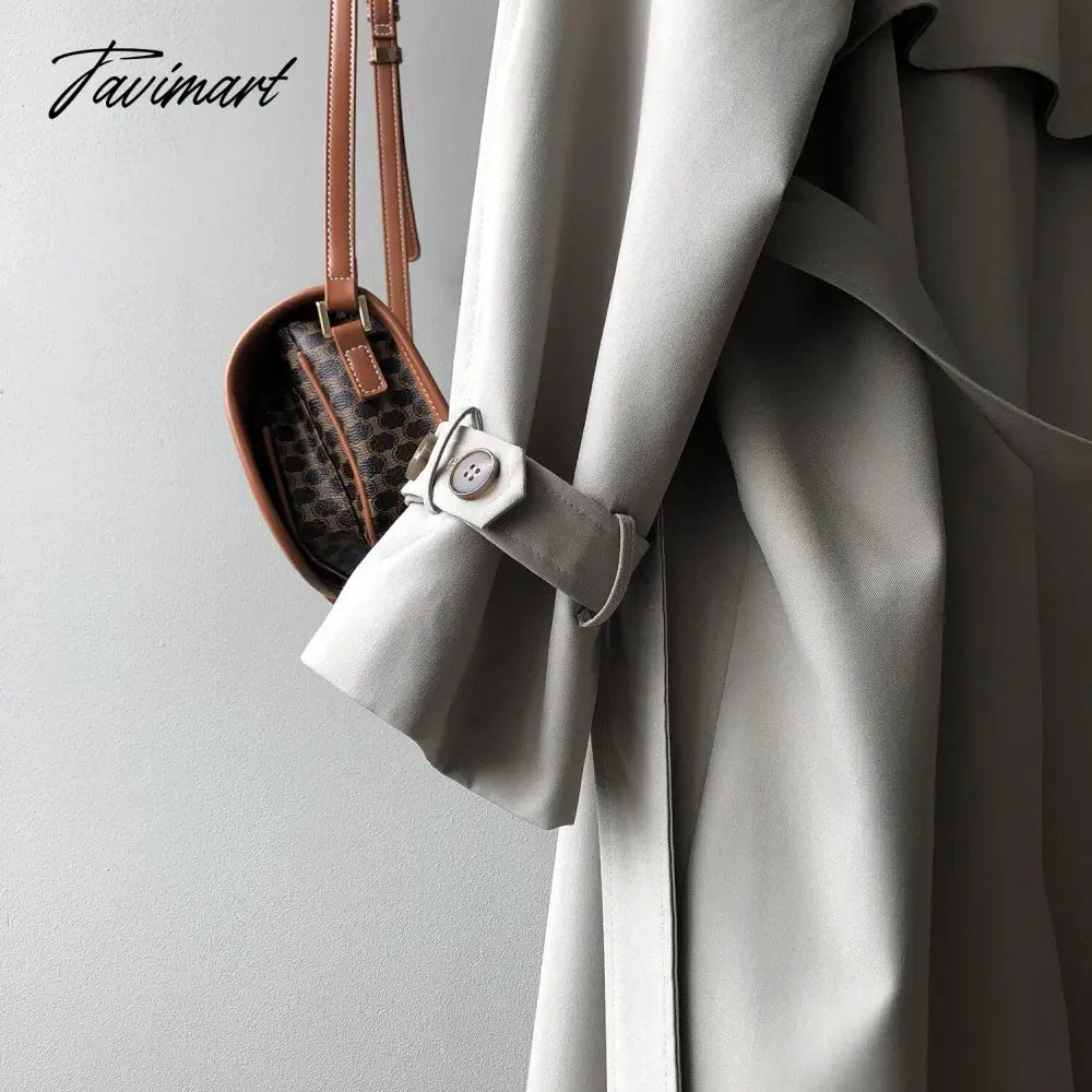 Spring Women Long Trench Coat Oversize Style Turn Down Collar Long Trench Femme Casaco Abrigo Streetwear