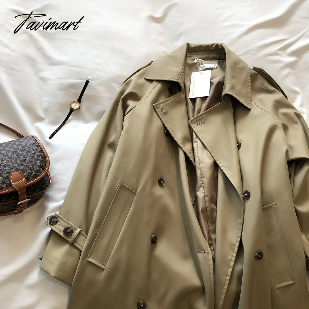Spring Women Long Trench Coat Oversize Style Turn Down Collar Long Trench Femme Casaco Abrigo Streetwear