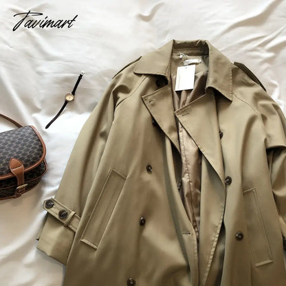 Spring Women Long Trench Coat Oversize Style Turn Down Collar Long Trench Femme Casaco Abrigo Streetwear