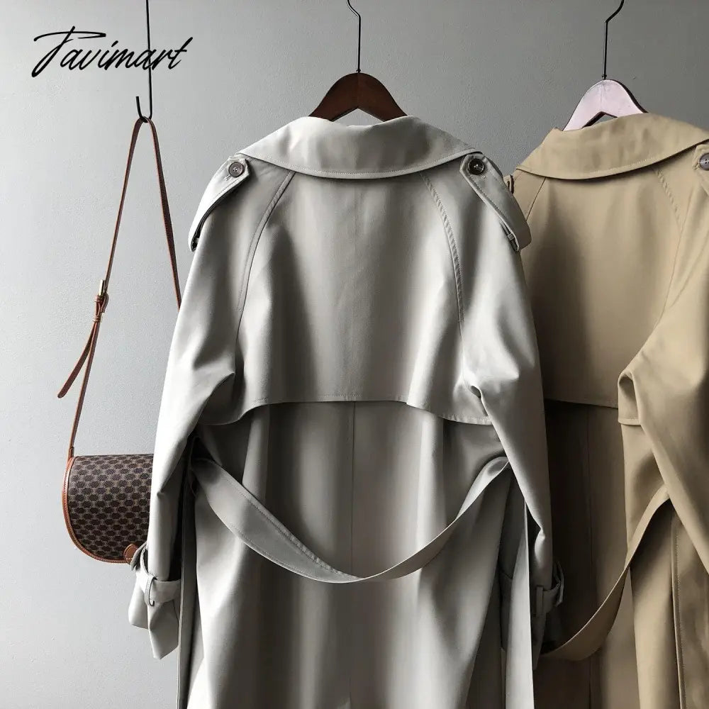 Spring Women Long Trench Coat Oversize Style Turn Down Collar Long Trench Femme Casaco Abrigo Streetwear