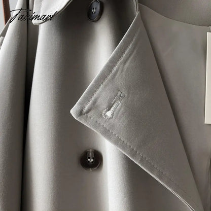 Spring Women Long Trench Coat Oversize Style Turn Down Collar Long Trench Femme Casaco Abrigo Streetwear