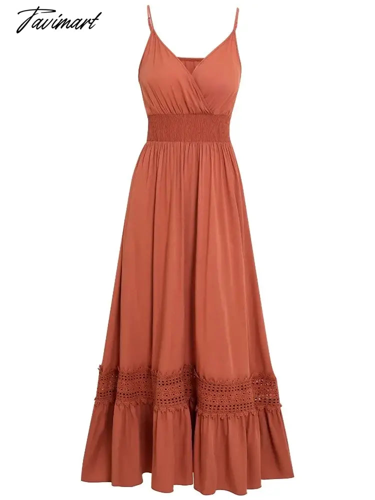 Summer Beach Long Dress Women Casual Solid V-Neck Spaghetti Strap Dresses Ladies Sexy Boho Style Long Robe Vestidos