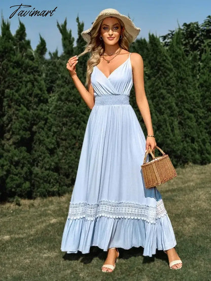 Summer Beach Long Dress Women Casual Solid V-Neck Spaghetti Strap Dresses Ladies Sexy Boho Style Long Robe Vestidos