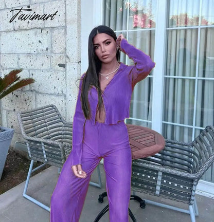 Summer Casual Pleated Three-piece Set Women Oversized Vest Long Sleeve Shirt Wide Leg Pants Suit Female Fashion Lady Outfit