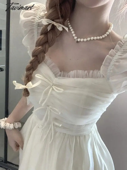 Summer Chiffion Sweet Fairy Mini Dress For Women Kawaii Evening Party Birthday Prom Midi Dress Korean Fashion Clothing