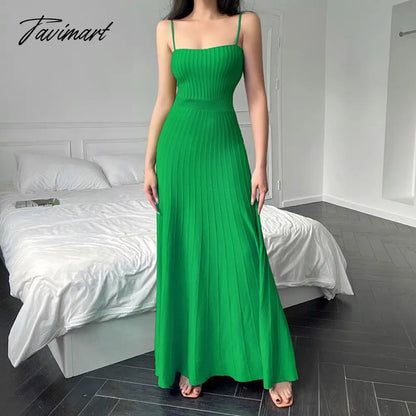 Summer Dress For Women Rib Knitted Sleeveless Sexy Long Dresses Femme Basic Beach Dress Party Vestidos Robe Mujer