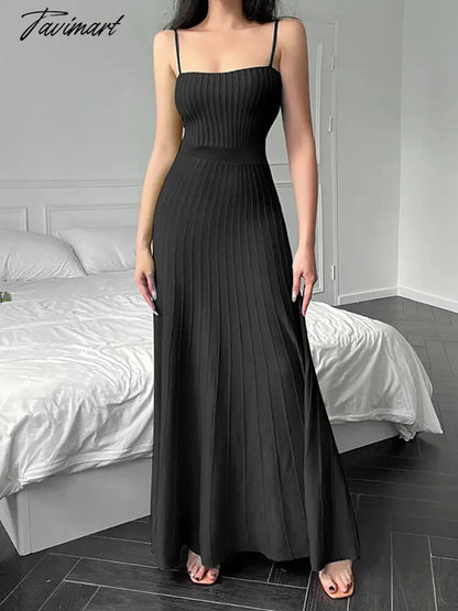Summer Dress For Women Rib Knitted Sleeveless Sexy Long Dresses Femme Basic Beach Dress Party Vestidos Robe Mujer