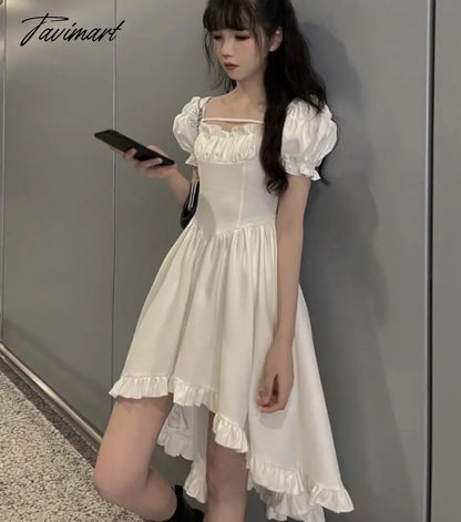 Summer Elegant Dress Women Korean Party Mini Dresses Female Designer Chic Square Collar Puff Sleeve Fashion Dress Casual