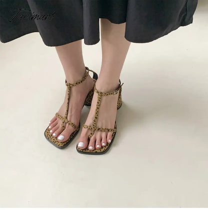 Summer Low Heel Ankle Strap Sandals New Narrow Band Gladiator Sandal Ladies Outdoor Casual Buckle Sandalias Mujer
