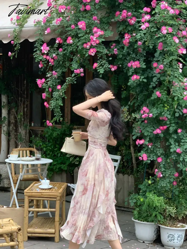 Summer New Women Fashion Elegant Print Midi Dresses Female Casual A-Line Holiday Party Vestdios Clothes