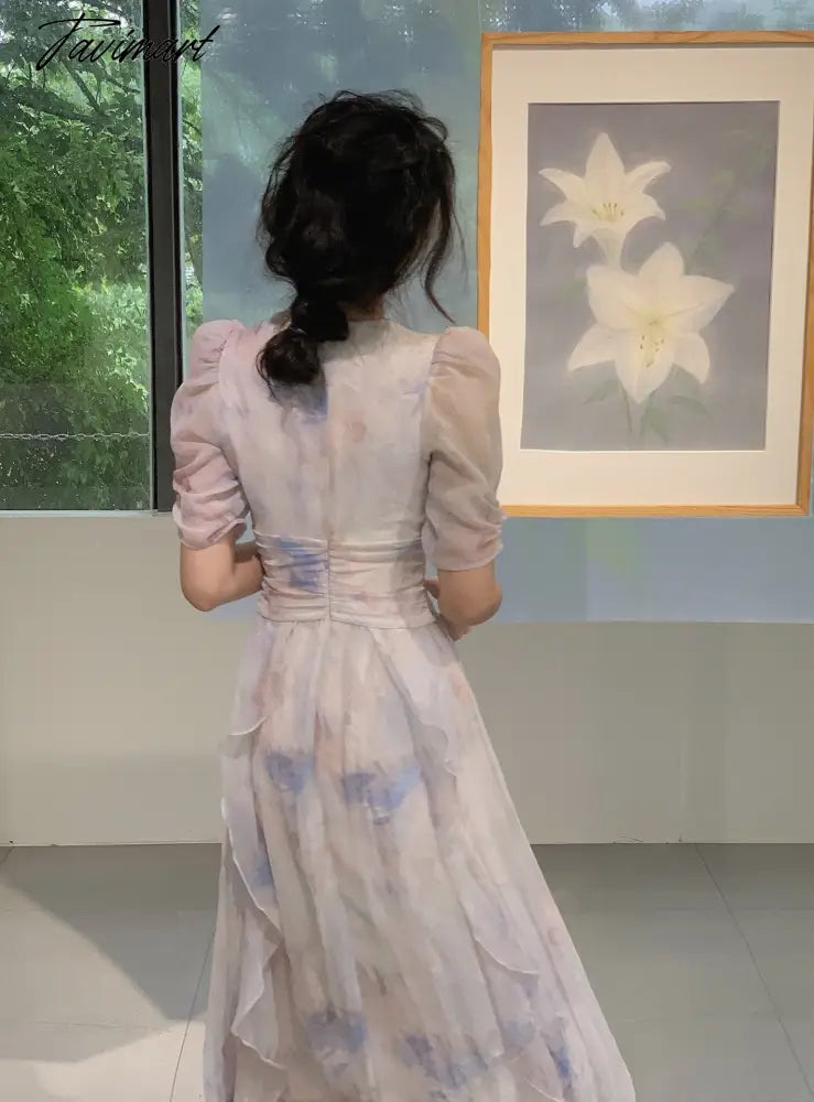 Summer New Women Fashion Elegant Print Midi Dresses Female Casual A-Line Holiday Party Vestdios Clothes