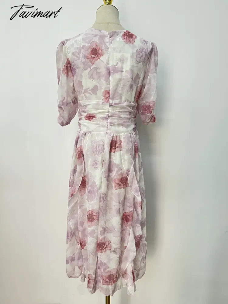 Summer New Women Fashion Elegant Print Midi Dresses Female Casual A-Line Holiday Party Vestdios Clothes