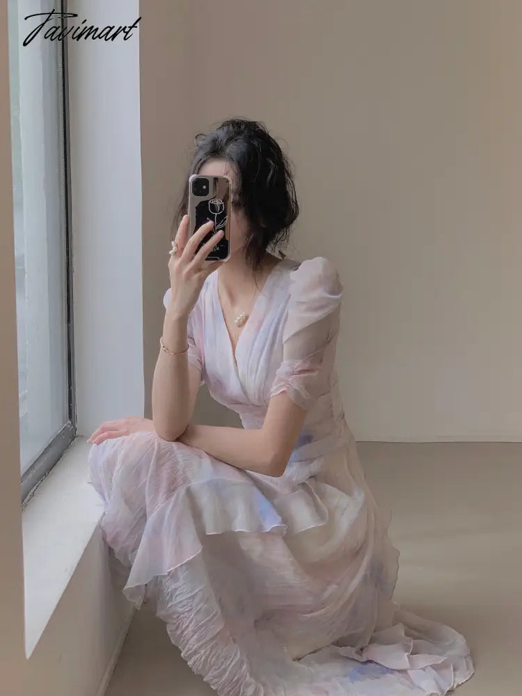 Summer New Women Fashion Elegant Print Midi Dresses Female Casual A-Line Holiday Party Vestdios Clothes