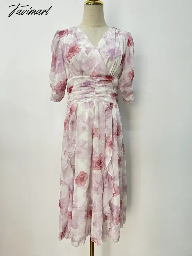 Summer New Women Fashion Elegant Print Midi Dresses Female Casual A-Line Holiday Party Vestdios Clothes