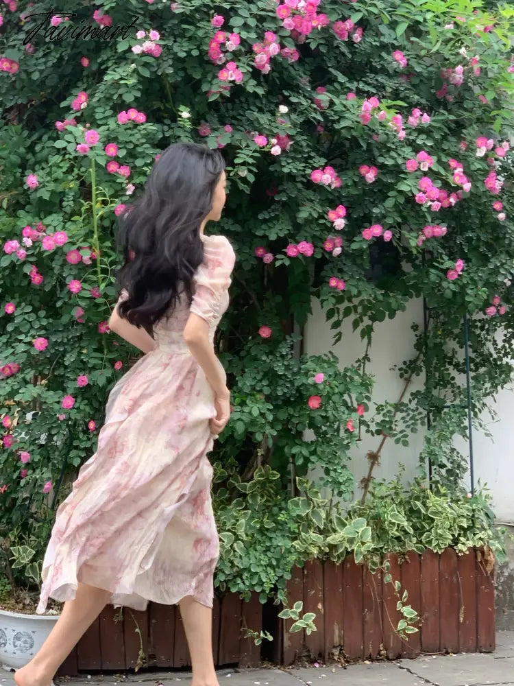 Summer New Women Fashion Elegant Print Midi Dresses Female Casual A-Line Holiday Party Vestdios Clothes