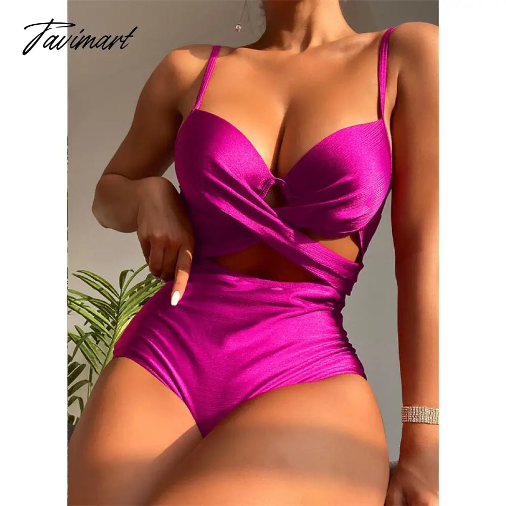 Summer One Piece Beach Swimwear Bodysuit Mujer Sexy Underwire Push Up Bikini Swimsuit Women Hollow Out High Waist Monokini