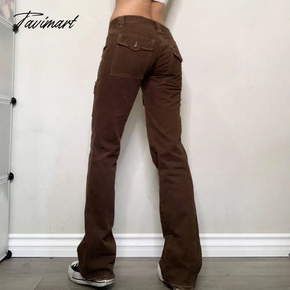 Summer Retro Low Waist Jeans Solid Color Ladies Harajuku Joker Everyday Street Dress Fashion Casual Pants with Flip Pockets