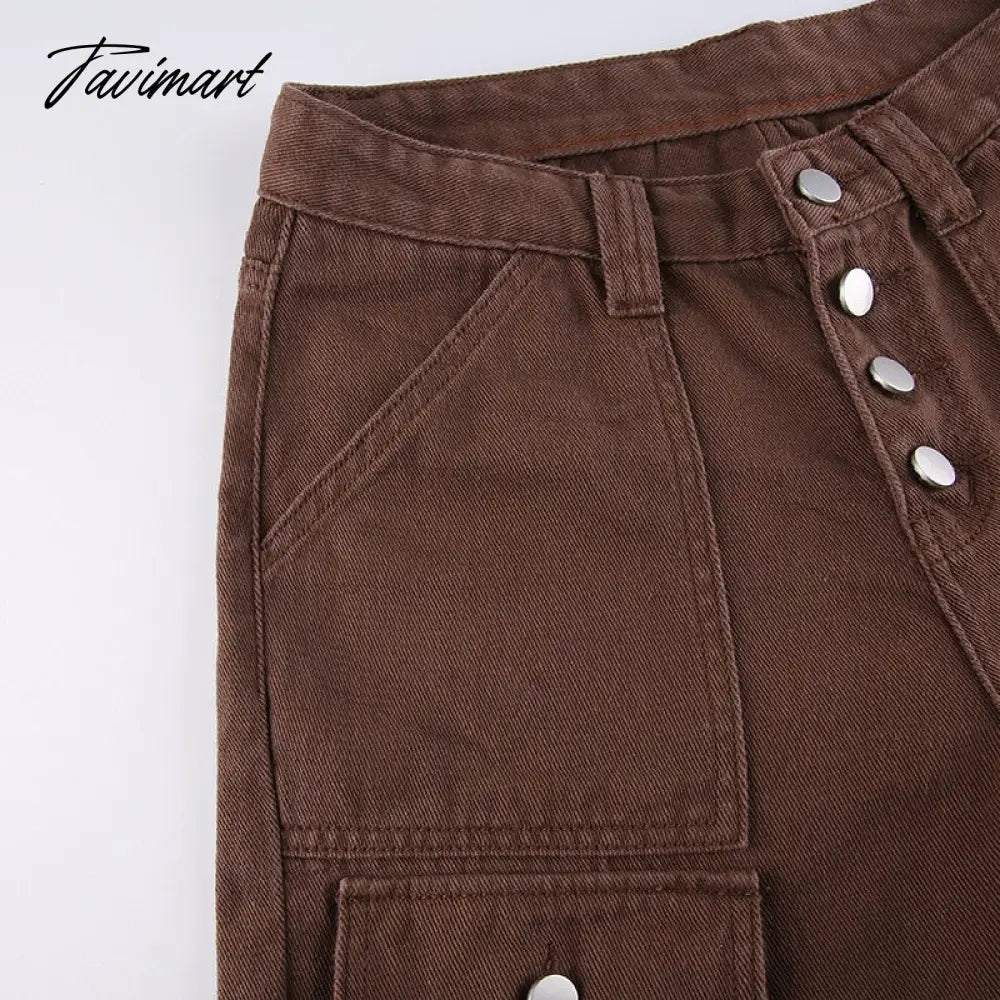 Summer Retro Low Waist Jeans Solid Color Ladies Harajuku Joker Everyday Street Dress Fashion Casual Pants with Flip Pockets