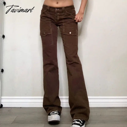 Summer Retro Low Waist Jeans Solid Color Ladies Harajuku Joker Everyday Street Dress Fashion Casual Pants with Flip Pockets