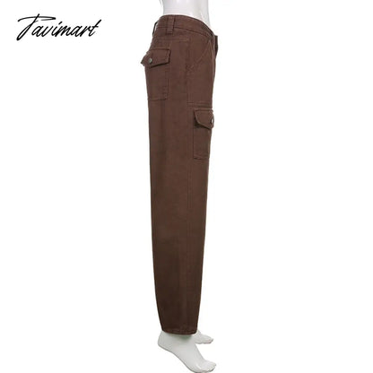 Summer Retro Low Waist Jeans Solid Color Ladies Harajuku Joker Everyday Street Dress Fashion Casual Pants with Flip Pockets