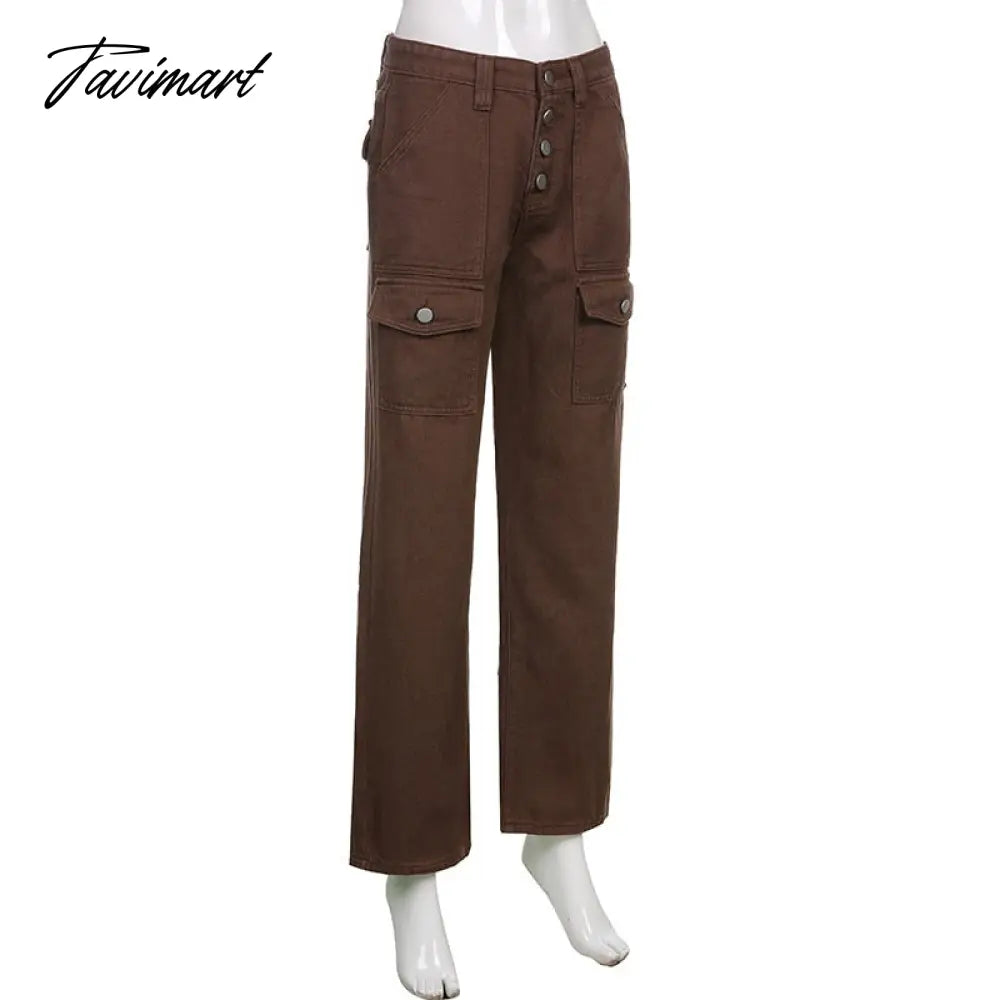 Summer Retro Low Waist Jeans Solid Color Ladies Harajuku Joker Everyday Street Dress Fashion Casual Pants with Flip Pockets