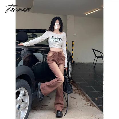 Summer Retro Low Waist Jeans Solid Color Ladies Harajuku Joker Everyday Street Dress Fashion Casual Pants with Flip Pockets