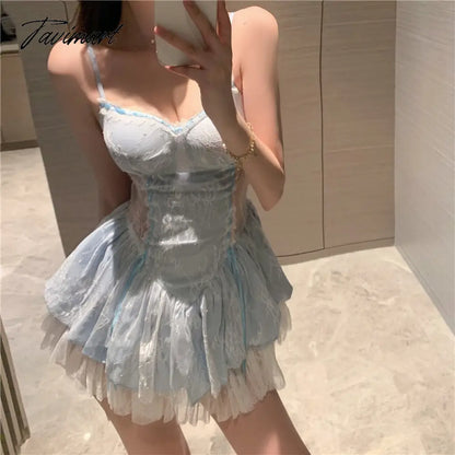 Summer Sexy but Cute Style High Quality Lace Stitching Suspender Dress Design Slim Waist Dresses Super Fairy