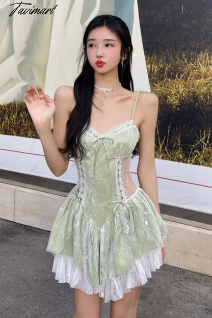 Summer Sexy but Cute Style High Quality Lace Stitching Suspender Dress Design Slim Waist Dresses Super Fairy