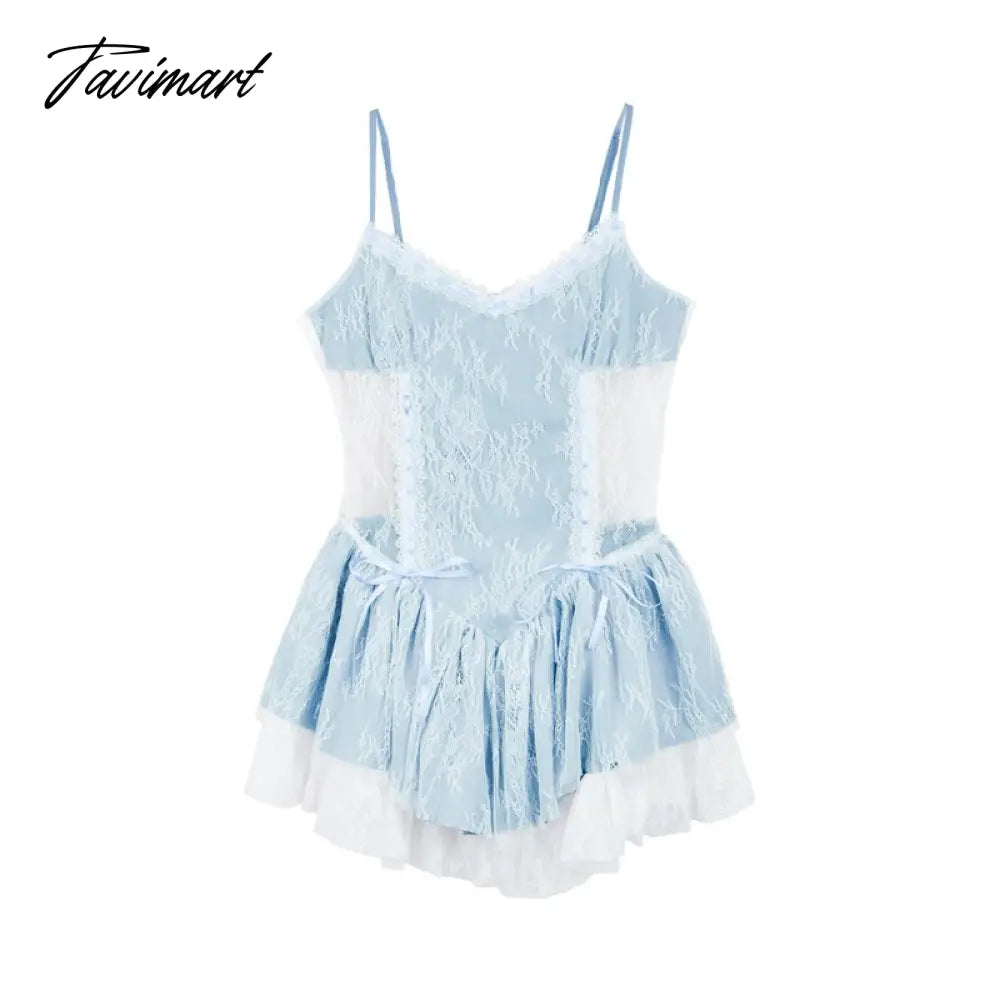 Summer Sexy but Cute Style High Quality Lace Stitching Suspender Dress Design Slim Waist Dresses Super Fairy