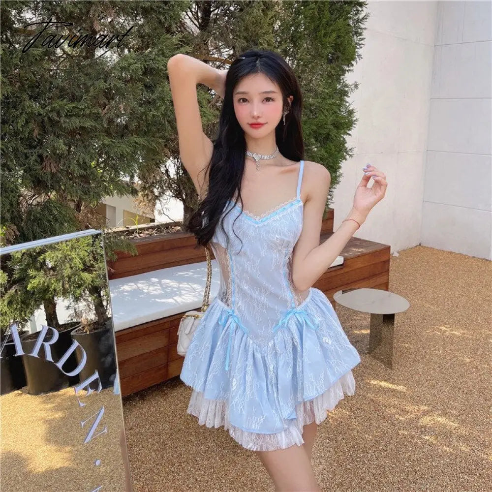 Summer Sexy but Cute Style High Quality Lace Stitching Suspender Dress Design Slim Waist Dresses Super Fairy