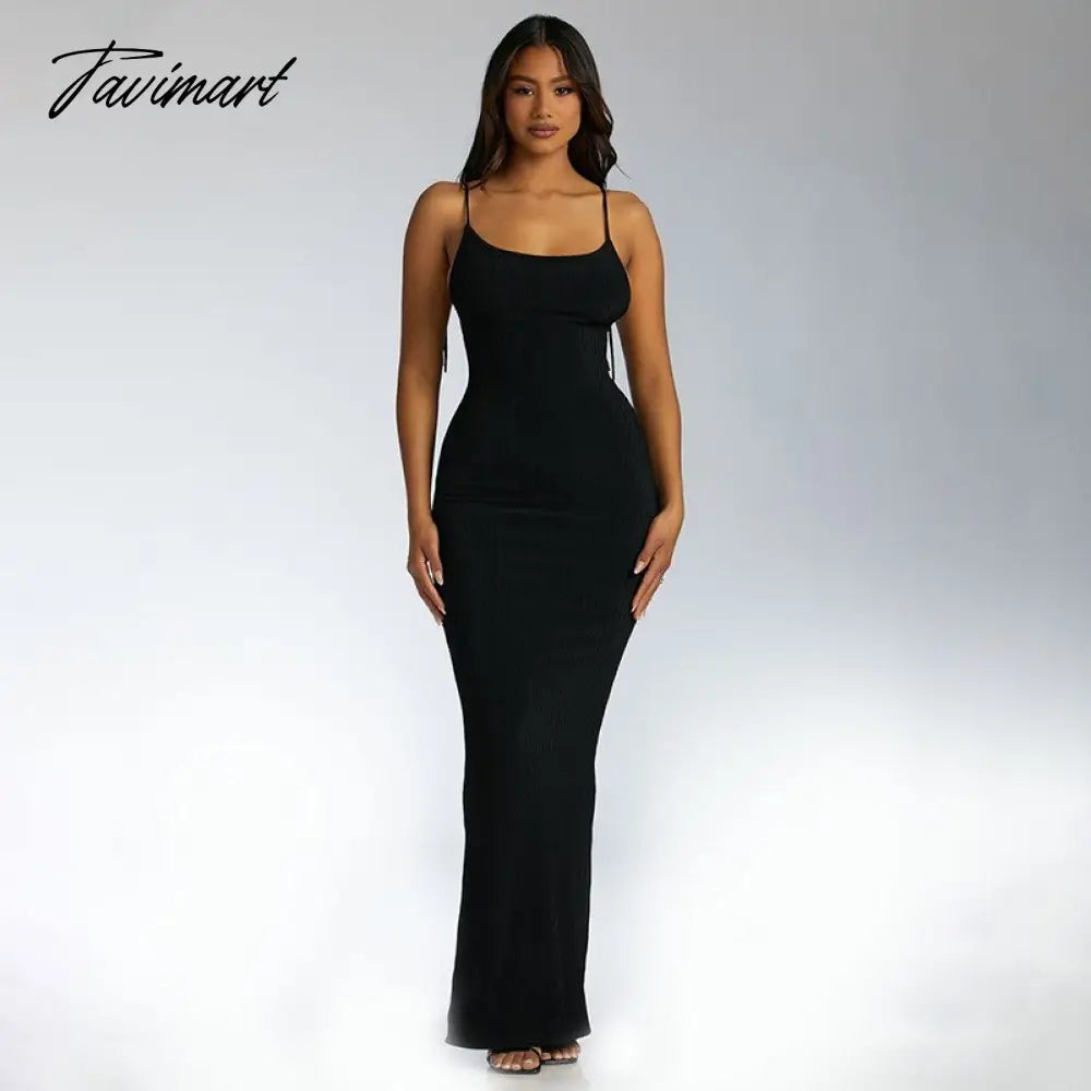 Summer Solid Color Suspenders Sexy Big Backless Lace Up Hip Long Slim Dress Women Lady Elegant Dresse Evening Dress