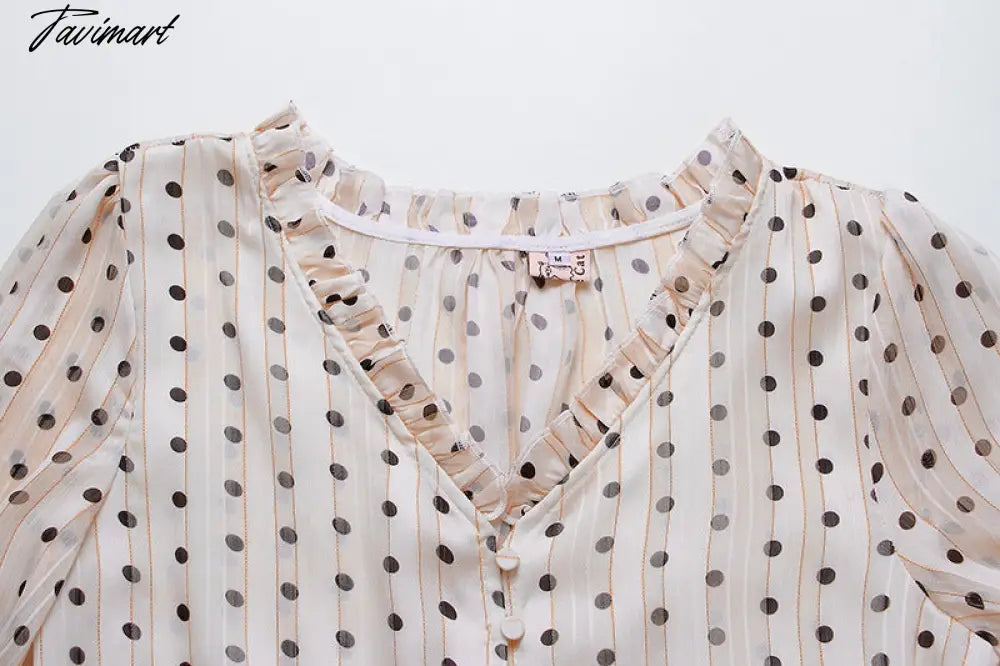Summer Vintage Women Maxi Ruffle Dress Long Sleeve Cake Dress Polka Dot Print Sexy Maxi Tunic Beach Dress Vocation