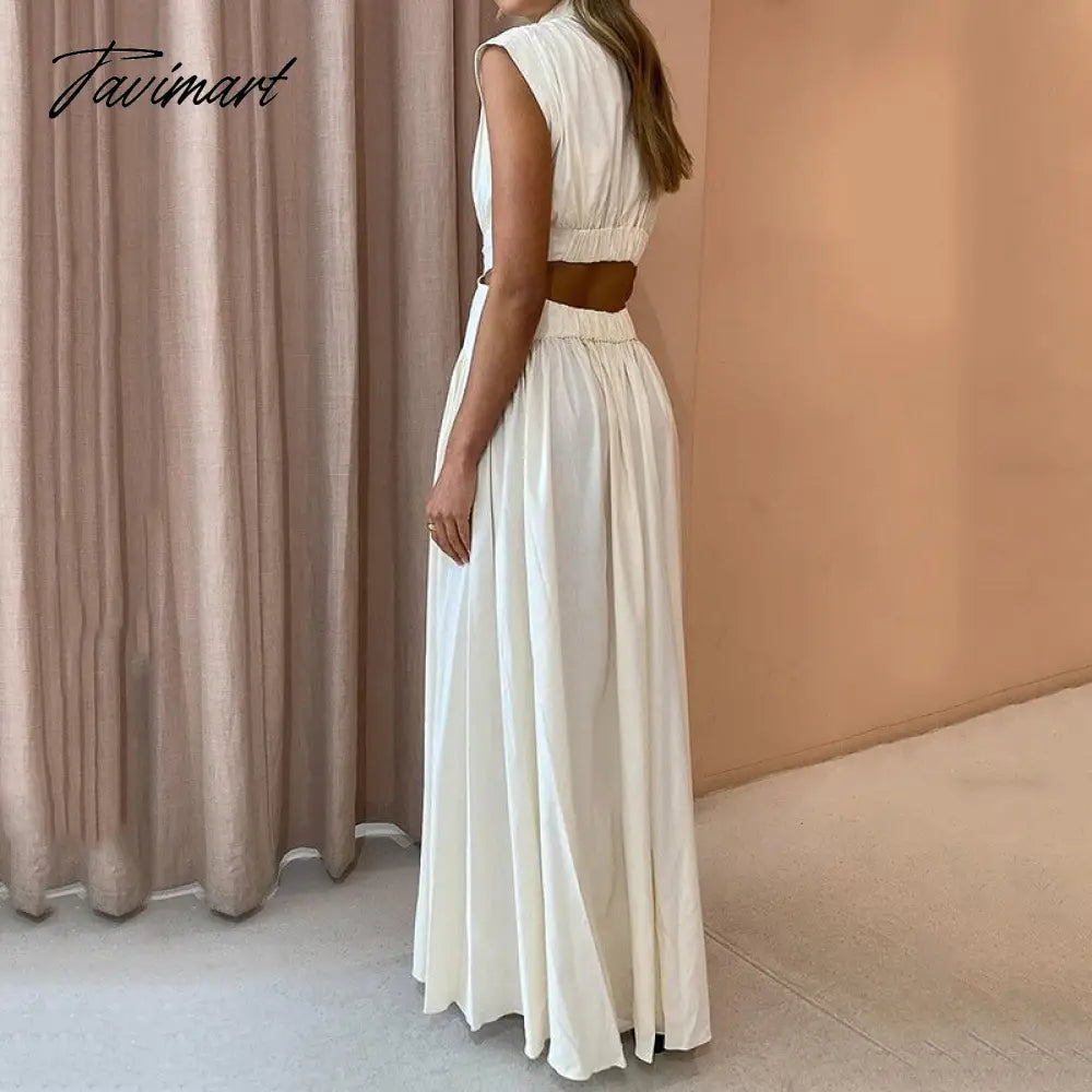 Summer Women Clothing Sleeveless Maxi Dresses Solid Color Party Femme Robe Casual Turtleneck High Waist Vestidos De Mujer Dress