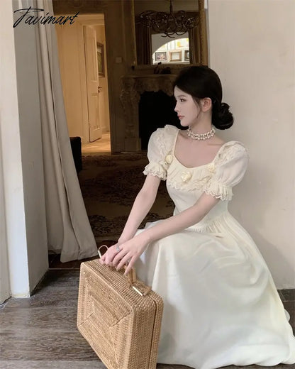 Summer Women Elegant Flower Wedding Party Dress Vintage Female France Ruffles Prom Dress Birthday Lady Princess Beach Dress