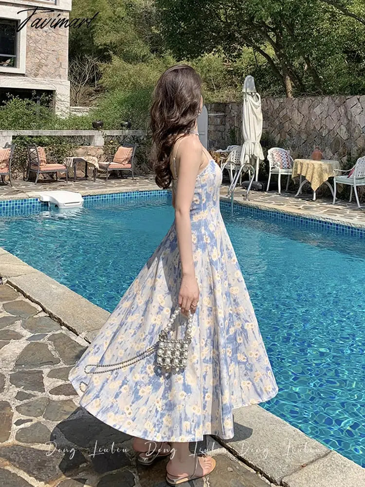 Summer Women's Dress Floral Strapless Sleeveless Long Dress Women's Robe Elegant Beach Backless A-Line Fairy Dress vintage slim
