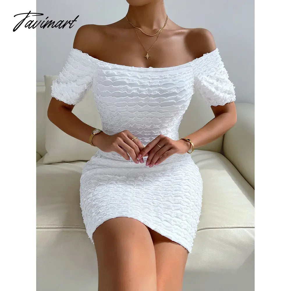 Summer Women Sexy Slash Neck Knitted Dresses Stylish Temperament Sweater Slim Hips Mini Dress Bodysuit Women Office Dress
