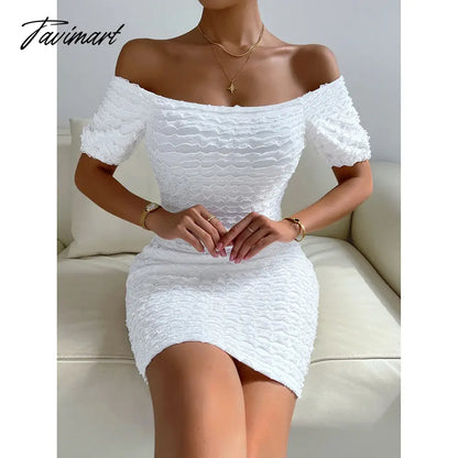Summer Women Sexy Slash Neck Knitted Dresses Stylish Temperament Sweater Slim Hips Mini Dress Bodysuit Women Office Dress