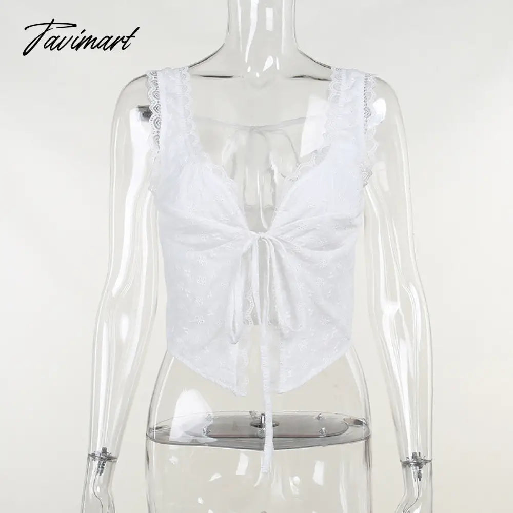 Summer Women Tank Tops Camisole Lace Up Sleeveless Flower Print Sexy Lace Short Crop Tops